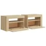 Mesitas de noche con luces LEDs 2 uds roble Sonoma 60x35x40 cm by vidaXL, Nightstands - Ref: Foro24-3080737, Price: 79,75 €, ...