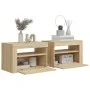 Mesitas de noche con luces LEDs 2 uds roble Sonoma 60x35x40 cm by vidaXL, Nightstands - Ref: Foro24-3080737, Price: 79,75 €, ...