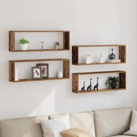 Estante de Pared 4 pcs Madera envejecida 80 x 15 x 26 cm en Estanterías | Comprar online en Foru.es