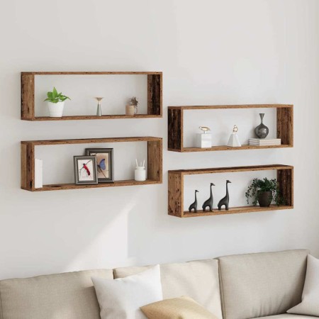 Estante de Pared 4 pcs Madera envejecida 80 x 15 x 26 cm en Estanterías | Comprar online en Foru.es