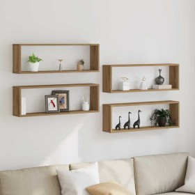 Estante de Pared 4 pcs Roble artesanal 80 x 15 x 26 cm en Estanterías | Comprar online en Foru.es