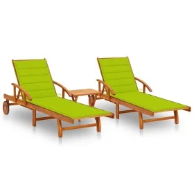 Tumbonas con mesa y cojines 2 uds madera maciza de acacia de vidaXL, Tumbonas - Ref: Foro24-3077356, Precio: 469,55 €, Descue...