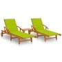 Sun loungers with table and cushions 2 pcs solid acacia wood by vidaXL, Loungers - Ref: Foro24-3077356, Price: 469,55 €, Disc...