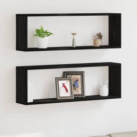 Estante de Pared con estante 2 pcs Roble negro 80 x 15 x 26 cm en Estanterías | Comprar online en Foru.es