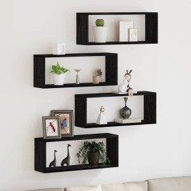 Estantes de pared con estante 4 pcs Roble negro 60 x 15 x 23 cm en Estanterías | Comprar online en Foru.es