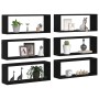 Estantes de pared con estante 6 pcs Roble negro 60 x 15 x 23 cm en Estanterías | Comprar online en Foru.es