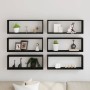 Estantes de pared con estante 6 pcs Roble negro 60 x 15 x 23 cm en Estanterías | Comprar online en Foru.es
