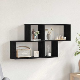 Estante de pared con estante Roble Negro 76 x 15 x 53 cm en Estanterías | Comprar online en Foru.es