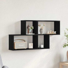 Estante de pared con estante Roble Negro 76 x 15 x 53 cm en Estanterías | Comprar online en Foru.es