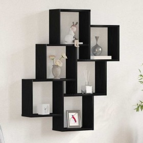 Estante de pared con estante Roble Negro 78 x 15 x 92 cm en Estanterías | Comprar online en Foru.es