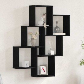 Estante de pared con estante Roble Negro 78 x 15 x 92 cm en Estanterías | Comprar online en Foru.es