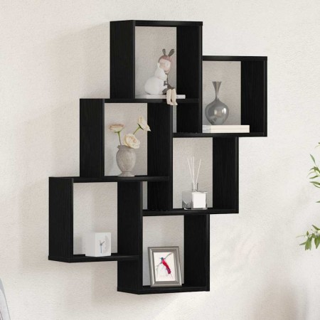Estante de pared con estante Roble Negro 78 x 15 x 92 cm en Estanterías | Comprar online en Foru.es