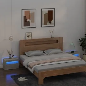 Mesitas de noche con LEDs 2 unidades gris hormigón 60x35x40 cm de vidaXL, Mesitas de noche - Ref: Foro24-3080738, Precio: 91,...