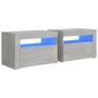 Mesitas de noche con LEDs 2 unidades gris hormigón 60x35x40 cm de vidaXL, Mesitas de noche - Ref: Foro24-3080738, Precio: 89,...