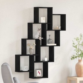 Estante de pared con estante Roble Negro 90 x 15 x 119,5 cm en Estanterías | Comprar online en Foru.es