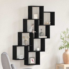 Estante de pared con estante Roble Negro 90 x 15 x 119,5 cm en Estanterías | Comprar online en Foru.es