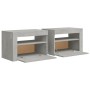 Mesitas de noche con LEDs 2 unidades gris hormigón 60x35x40 cm de vidaXL, Mesitas de noche - Ref: Foro24-3080738, Precio: 89,...