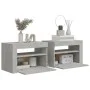 Mesitas de noche con LEDs 2 unidades gris hormigón 60x35x40 cm de vidaXL, Mesitas de noche - Ref: Foro24-3080738, Precio: 91,...