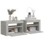 Mesitas de noche con LEDs 2 unidades gris hormigón 60x35x40 cm de vidaXL, Mesitas de noche - Ref: Foro24-3080738, Precio: 89,...