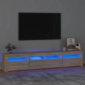 Mueble de TV con luces LED roble Sonoma 210x35x40 cm de vidaXL, Muebles TV - Ref: Foro24-3152732, Precio: 132,97 €, Descuento: %