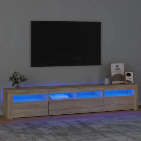 Mueble de TV con luces LED roble Sonoma 210x35x40 cm de vidaXL, Muebles TV - Ref: Foro24-3152732, Precio: 132,97 €, Descuento: %