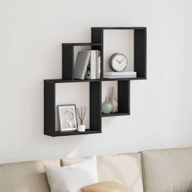 Estante de pared con estante Roble Negro 80 x 15 x 78,5 cm en Estanterías | Comprar online en Foru.es