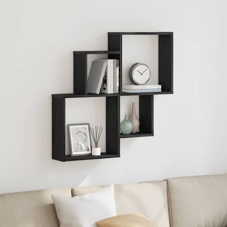 Estante de pared con estante Roble Negro 80 x 15 x 78,5 cm en Estanterías | Comprar online en Foru.es