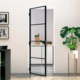 Puerta de interior vidrio templado y aluminio negro 76x201,5 cm de vidaXL, Puertas para el hogar - Ref: Foro24-153658, Precio...