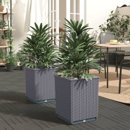 Jardineras 2 uds polipropileno gris oscuro 30x30x37 cm de vidaXL, Maceteros y jardineras - Ref: Foro24-364180, Precio: 53,75 ...