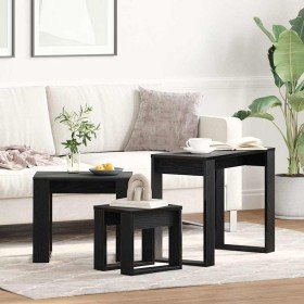 Mesas Nido 3 pcs Roble Negro Madera contrachapada en Mesas auxiliares | Comprar online en Foru.es