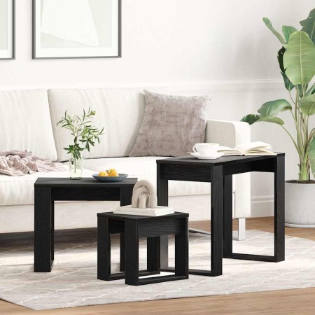 Mesas Nido 3 pcs Roble Negro Madera contrachapada en Mesas auxiliares | Comprar online en Foru.es
