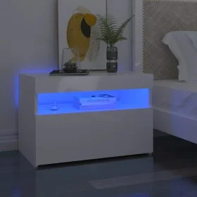 Mesitas noche LED 2 uds contrachapada blanco brillo 60x35x40 cm de vidaXL, Mesitas de noche - Ref: Foro24-3082787, Precio: 75...