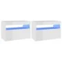 Mesitas noche LED 2 uds contrachapada blanco brillo 60x35x40 cm de vidaXL, Mesitas de noche - Ref: Foro24-3082787, Precio: 75...