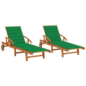 Sun loungers with cushions 2 units solid acacia wood by vidaXL, Loungers - Ref: Foro24-3077335, Price: 453,33 €, Discount: %