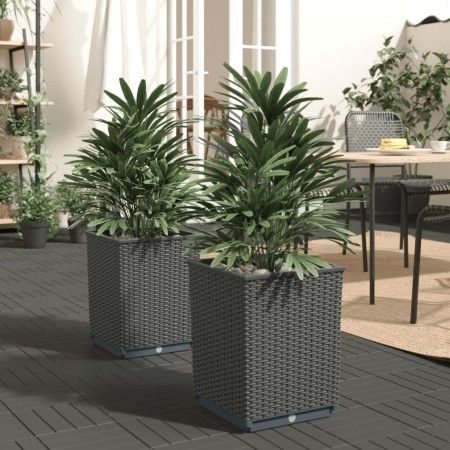 Jardineras 2 uds polipropileno negro 30x30x37 cm de vidaXL, Maceteros y jardineras - Ref: Foro24-364182, Precio: 55,99 €, Des...