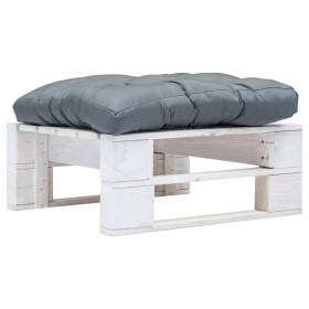 Otomana de palets de jardín con cojín gris madera blanca de vidaXL, Otomanas de exterior - Ref: Foro24-277375, Precio: 70,43 ...