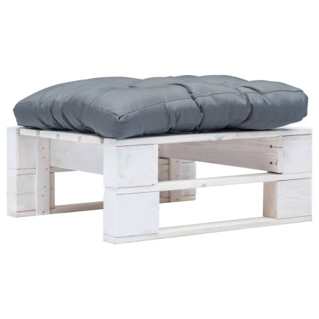 Otomana de palets de jardín con cojín gris madera blanca de vidaXL, Otomanas de exterior - Ref: Foro24-277375, Precio: 70,43 ...