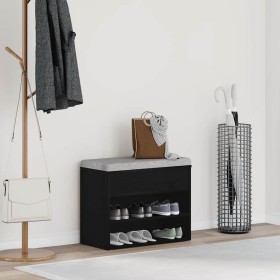 Banco para zapatos con estante Roble Negro 60 x 30 x 45 cm en Zapateros y organizadores de calzado | Comprar online en Foru.es