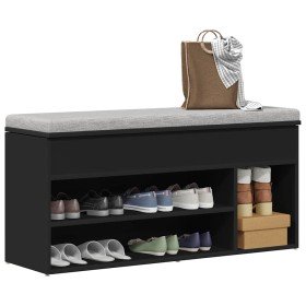 Banco zapatero madera de ingeniería negro 102x30,5x45 cm en Zapateros y organizadores de calzado | Comprar online en Foru.es