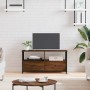 Mueble TV hierro y madera contrachapada roble marrón 90x33x45cm de vidaXL, Muebles TV - Ref: Foro24-831797, Precio: 64,41 €, ...