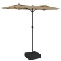 Sombrilla doble con luces LED gris taupé 316x240 cm de vidaXL, Sombrillas - Ref: Foro24-362972, Precio: 161,12 €, Descuento: %
