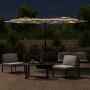Sombrilla doble con luces LED gris taupé 316x240 cm de vidaXL, Sombrillas - Ref: Foro24-362972, Precio: 161,12 €, Descuento: %