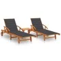Sun loungers with table and cushions 2 pcs solid acacia wood by vidaXL, Loungers - Ref: Foro24-3077345, Price: 469,95 €, Disc...