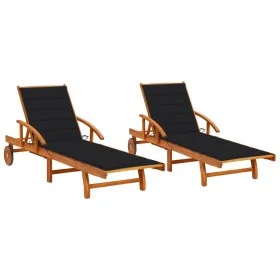 Sun loungers with cushions 2 units solid acacia wood by vidaXL, Loungers - Ref: Foro24-3077337, Price: 462,39 €, Discount: %