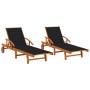 Tumbonas con cojines 2 unidades madera maciza de acacia de vidaXL, Tumbonas - Ref: Foro24-3077337, Precio: 434,79 €, Descuent...