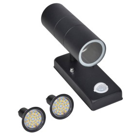 Aplique de pared con sensor y LED, acero inoxidable, negro de vidaXL, Iluminación de exterior - Ref: Foro24-41097, Precio: 35...