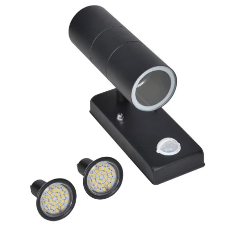 Aplique de pared con sensor y LED, acero inoxidable, negro de vidaXL, Iluminación de exterior - Ref: Foro24-41097, Precio: 38...