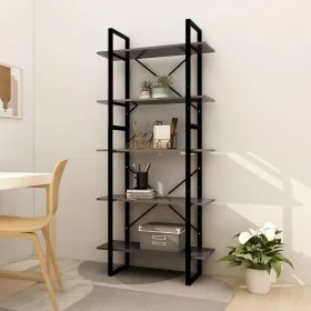 Estantería de 5 niveles madera de ingeniería gris 80x30x175 cm de vidaXL, Librerías y estanterías - Ref: Foro24-3081990, Prec...
