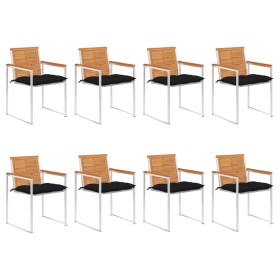 Sillas de jardín y cojines 8 unidades madera maciza de acacia en Sillas de jardín | Comprar online en Foru.es