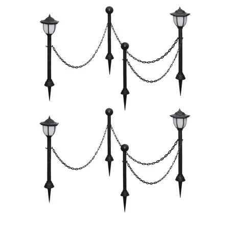 Lámparas solares 4 uds con valla de cadena y postes de vidaXL, Iluminación de exterior - Ref: Foro24-277119, Precio: 64,77 €,...
